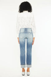 High Rise Distressed Boyfriend Fit Jeans Kancan